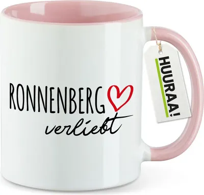 Produktbild von Huuraa Kaffeetasse Ronnenberg verliebt 330ml Rosa Keramik Kaffeebecher Geschenkidee