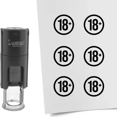 Produktbild von CombiCraft Selbstfärbender Stempel '18+' in der Farbe Schwarz, Ø10mm