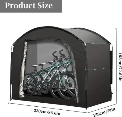 Produktbild von Fahrrad Aufbewahrungszelt - Outdoor Fahrradgarage - 4 Fahrräder - Wasserdicht UV-Schutz - 220x150x185 cm - Tragbar - Schwarz