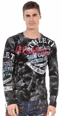 Produktbild von CL453 Herren Langarmshirt mit tollem Batik-Muster