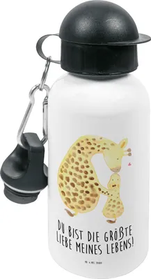Produktbild von Mr. & Mrs. Panda Trinkflasche Giraffe Kind - Weiß - Geschenk, Sohn, Kindergarten, Lieblingsmensch, Afrika, Mama, Sportflasche, Wasserflasche, Tochter, Kindergartenflasche