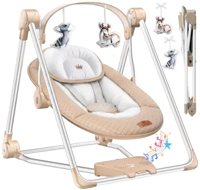 Image de KIDIZ® : Transat bébé avec balancier, offrant 5 réglages de vitesse, pliable. Transat-balancier pour bébé, également utilisable comme chaise haute avec un arc de jeux et des jouets. Intègre 5 sons apaisants de la nature, idéal pour les nouveau-nés