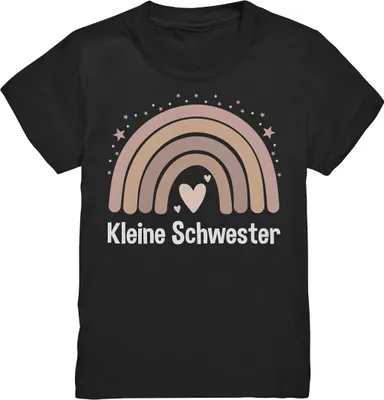 Produktbild von Kleine Schwester T-Shirt Regenbogen Kleine Schwester Geschenk – Black / 134/146 (9-11)