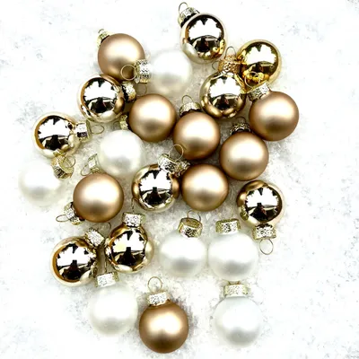 Produktbild von 24 x Kleine Baumkugeln aus Glas Ø2,5 cm - Christbaumkugeln Baumschmuck Christbaumschmuck Weihnachtsbaumschmuck Weihnachtsbaumkugeln - Champagner