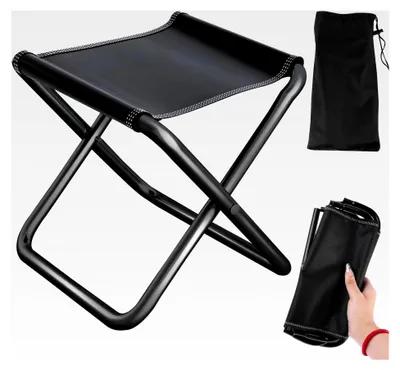 Produktbild von Faltbarer Campinghocker Klappstuhl für Outdoor Aktivitäten mit Aufbewahrungsbeutel (Schwarz)