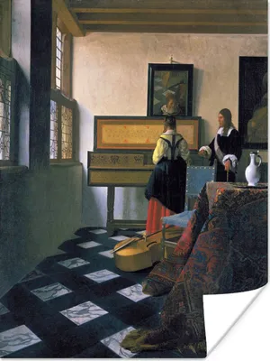 Produktbild von MuchoWow® Poster Die Musikstunde - Johannes Vermeer 30x40 cm - Wandplakat - Poster Kinderzimmer