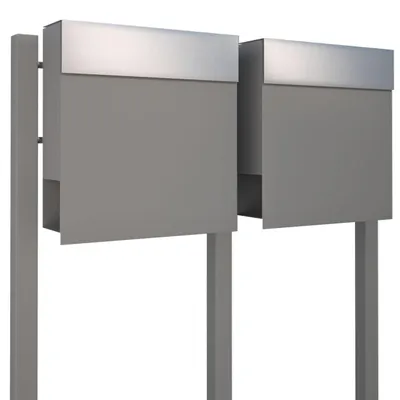Produktbild von Briefkastenanlage Manhattan for Two in Grau Metallic mit Edelstahlklappe