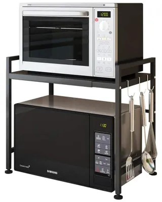 Immagine prodotto di Ripiano per microonde, design estendibile, acciaio resistente, nero, a 2 livelli