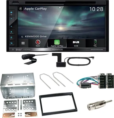 Produktbild von Kenwood DNX-5190DABS Navi Carplay WMA Einbauset für Peugeot 307 Citroen C2 C3