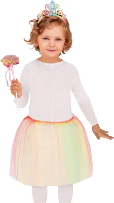 Immagine prodotto di Costume da principessa unicorno set arcobaleno fiaba bacchetta magica tutù carnevale glamour bambini festa travestimento fantasia gioco principesse accessori fiaba regina, colore: multicolore