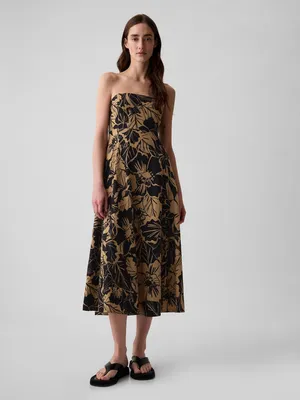 Produktbild von GAP Gemustertes Maxikleid XXS mit Spaghettiträgern, Leinen-Viskose, locker fallender Rock