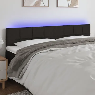 Produktbild von The Living Store LED Kopfteil Schwarz 180x5x78/88 cm Stoff
