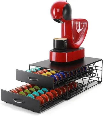 Produktbild von Famanu Kaffeepad Halter - Organizer mit 2 Schubladen für 80 Kaffeekapseln