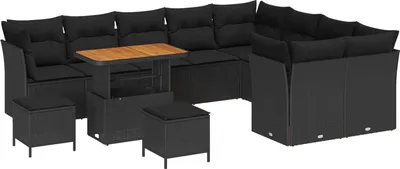 Immagine prodotto di vidaXL Set di divani da giardino con cuscini con contenitore 12 pezzi Nero