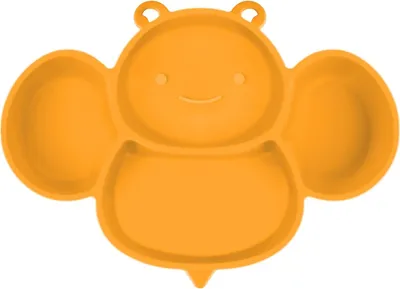 Produktbild von Baby Teller, Baby Tischset, Silikon Babygeschirr Rutschfest mit Saugnäpfen, BPA-Freie, Kann in der Spülmaschine und Mikrowellem, Kinderteller für Kleinkinder und Kinder -Gelb