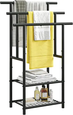 Productafbeelding van Handdoekhouder ladder 100 x 63 x 30 cm, 3 rails, 2 planken, metaal, voor badkamer