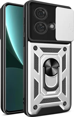 Produktbild von Hülle für Motorola Edge 40 Neo mit Ring Ständer Halter Dia Kameraschutz TPU PC Hybrid Handyhülle Silber