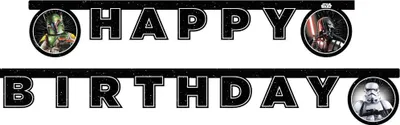 Immagine prodotto di Ghirlanda di cartone Happy Birthday 2m, Star Wars - taglia unica