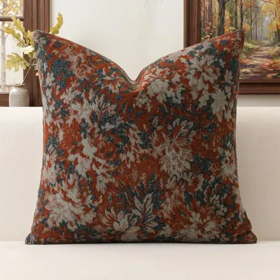 Produktbild von Kissenhülle Chenille, 45 x 45 cm, Vintage Blumenmuster, für die Couch