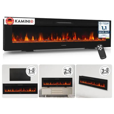 Produktbild von KAMINIO Elektrokamin MARLON - Elektrischer 3-in-1 Kamin mit Heizung, 3D-Flammeneffekt, 12 Flammenfarben, Fernbedienung - 70 Zoll, KI-generiertes Bild