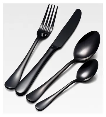 Produktbild von 16-teiliges Besteckset aus Edelstahl in Schwarz für 4 Personen