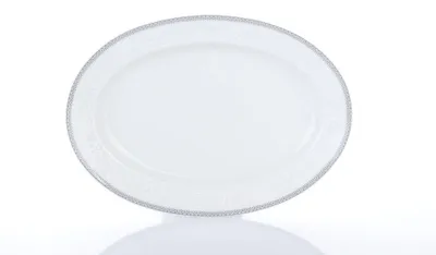 Produktbild von Thun 1794, Opal, ovale Teetasse, böhmisches Porzellan, 22 cm, mit Spitzenmuster, grau, Marke: Thun