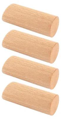4er-Set schräge Buchenholz-Haken, 3 x 8 cm, Holzfarbe