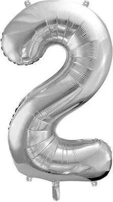 Produktbild von PartyDeco Folienballon Zahl 2 86 cm silber