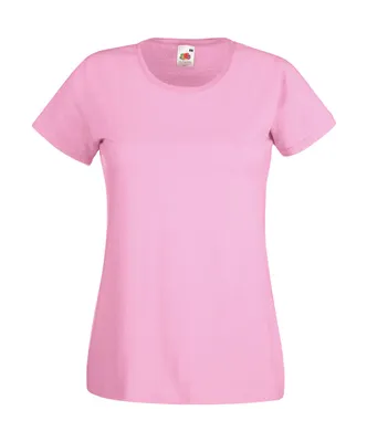 Produktbild von Fruit of the Loom Damen Rundhals Basic T-Shirt Shirt Kurzarm, Größe:L (14), Farbe:Light Pink