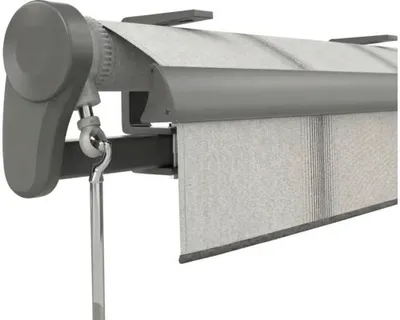Produktbild von Soluna Gelenkarmmarkise Trend 6x2 Stoff Dessin D420 Gestell DB703 dunkelgrau Antrieb Links inkl. Motor mit Nothandkurbel