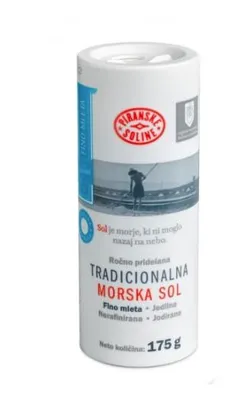 Obrázek produktu pro Piranske Soline: Tradiční, jemná, jodovaná, nerafinovaná mořská sůl, 175 g