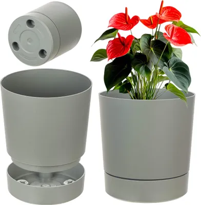 Image de KADAX Aura 350 Bac à plantes recyclé avec soucoupe - gris-vert
