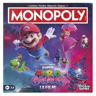 Imagen del producto de Juego de mesa Monopoly Super Mario Galaxy: La Película, un juego de mesa familiar para 2 a 6 jugadores, recomendado para mayores de 8 años