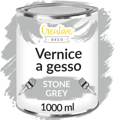 Immagine prodotto di Creative Deco Vernice a Gesso Grigia | 1L | Vernice per Legno Opaca, Lavabile | Chalk Paint| Pittura Mobili per Restauro di Mobili e Decorazione