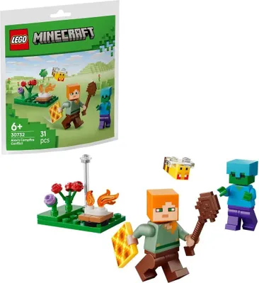 Zdjęcie produktu dla LEGO Minecraft Potyczka Alex przy ognisku, Zestaw do budowania, 6 lat(a), Plastik, 31 szt., 25 g