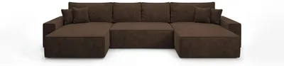 Image de Canapé d’angle CALIFORNIA U marron velours côtelé POSO 6 - fonction couchage, coffre de rangement pour la literie