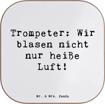 Produktbild von Mr. & Mrs. Panda Untersetzer für Gläser Spruch Trompete Kunst - Weiß - Geschenk, Blechblasinstrument, Musik, Holzuntersetzer, gläseruntersetzer, Lernen, laut, Tasse, Jazz