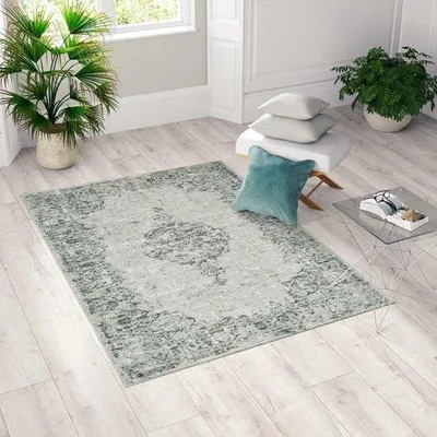 Obrázek produktu pro Uniqoos® Vintage koberec – Béžová / Béžovo-zelená, 160 x 230 cm, retro vzhled pro nadčasové interiéry