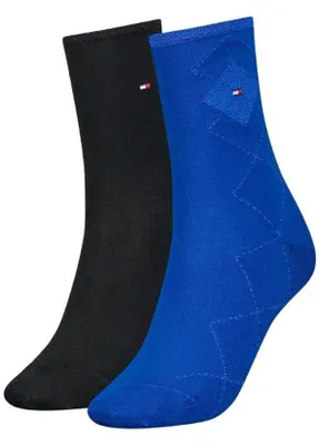 Zdjęcie produktu dla Skarpety damskie bawełniane 2 PARY Tommy Hilfiger niebieski czarny 39-42
