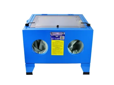 Immagine prodotto di Cabina sabbiatrice da 90 litri, kit-set con pistola a getto, 4 ugelli in Vetroceramica, Geko
