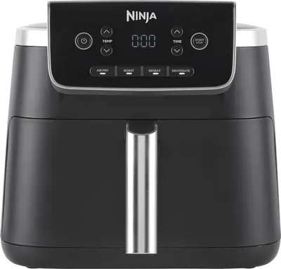 Ninja PRO Air Fryer Heißluftfritteuse, 4,7L Airfryer, Einzelkorb-Heißluftfritteuse, 4-in-1, für 1-2 Portionen, Digital, Kochen aus dem Gefrorenen, Antihaft-Schublade & Crisper Korb, Schwarz AF140EU