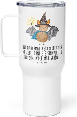 Produktbild von Mr. & Mrs. Panda Edelstahl-Thermobecher Fledermaus Zauberer - Weiß - Geschenk, Magier, thermosbecher, Fledermäuse, Thermobecher, Kaffee-to-go-Becher, Frauen, Teetasse