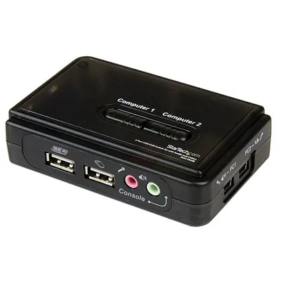 Produktbild von StarTech.com 2 Port USB KVM Switch Kit mit Audio und Kabeln, 2048 x 1536 Pixel, 2K Ultra HD, Schwarz