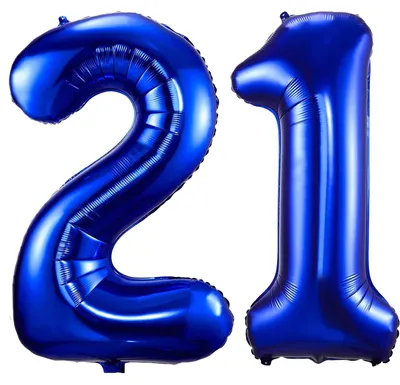 Productafbeelding van Cijferballon 21 Blauw 40 Inch, Folienballon voor Verjaardagen