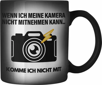 Produktbild von Trendation - Fotografie Geschenk Farbwechsel Zauber-Tasse lustig Fotograf Zubehör Fotograph Geschenkidee Lustige Geschenk Karabiner Farbwechsel Zauber-Tasse Edelstahl (Schwarz)