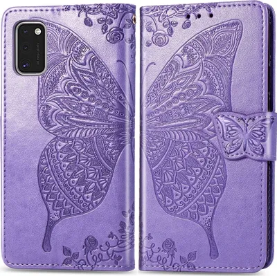 Produktbild von Mobigear Butterfly  Samsung Galaxy A41 Hülle Klapphülle Geldbörse - Lila