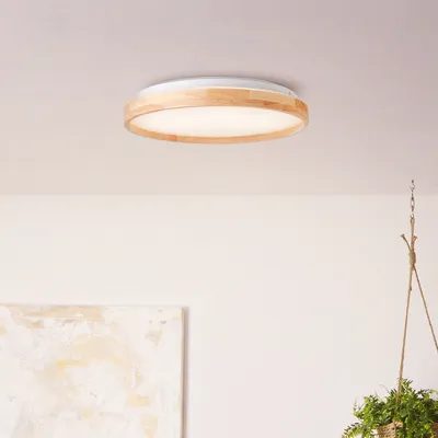 Produktbild von BRILLIANT moderne LED Deckenleuchte ALSON | Deckenlampe mit Schirm aus nachhaltigem Holz | Lichtfarbe einstellbar | 26W 2500 Lumen 300 - 4500 Kelvin | Ø  39,5 cm | Metall/Holz/Kunststoff