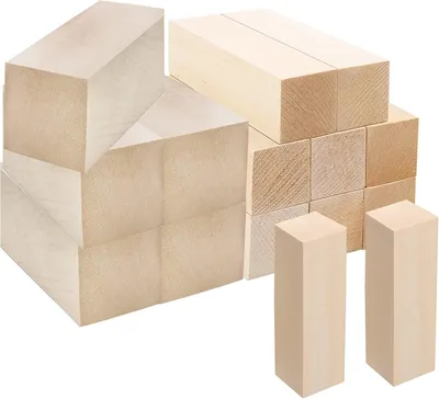 Obrázok produktu pre Rezbarské klátiky 15 kusov, balsa, 10 x 5 x 5 cm a 10 x 2,5 x 2,5 cm, pre tvorbu