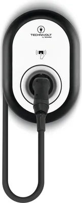 A wall-mounted electric vehicle charging station.