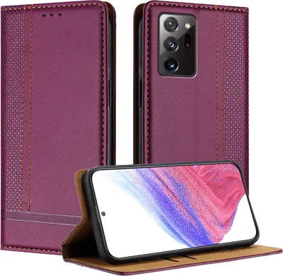 Produktbild von Handyhülle für Samsung Galaxy Note 20 Ultra Leder Flip Klappbare Schutzhülle mit Standfunktion Lila